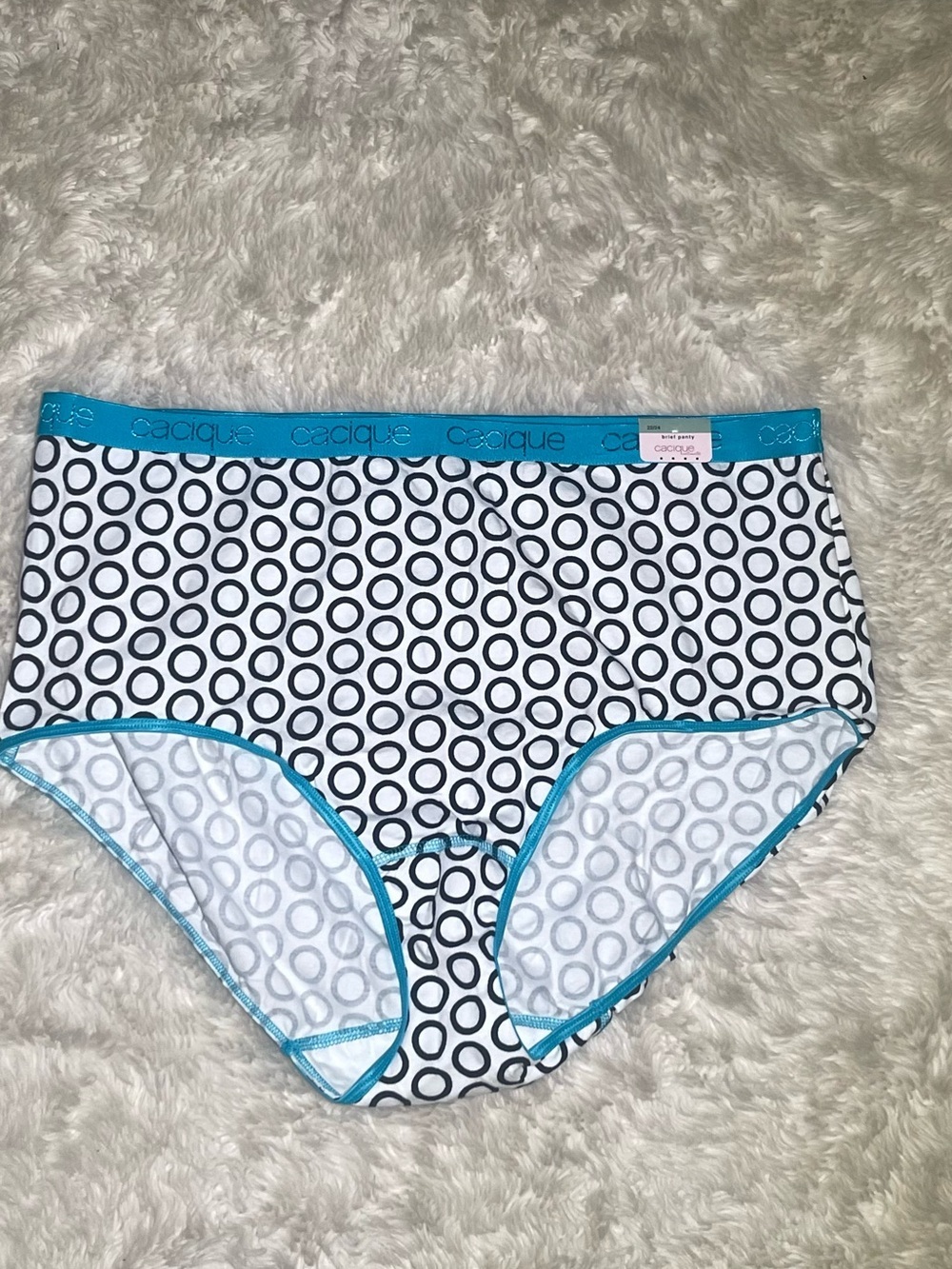 Cacique Black & White Circle Print Hipster Panty size 22/24